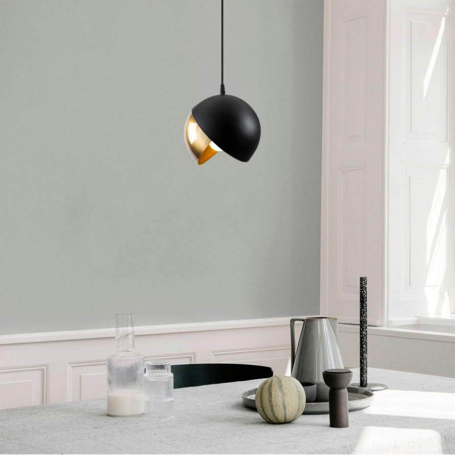 Suspension moderne noire & doré, 2 demi-sphères SILE