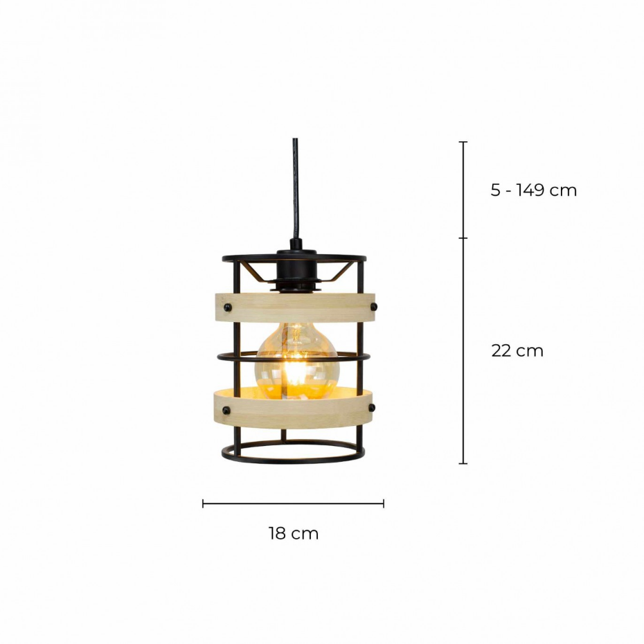 Suspension en bambou et métal Ø18 cm, Artone