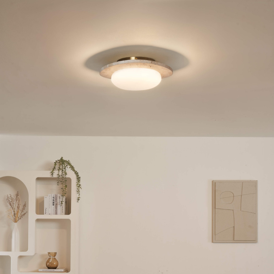 Plafonnier LED travertin naturel - NYMÉRIA