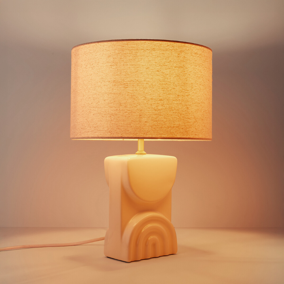 Lampe à poser céramique et lin, Topia