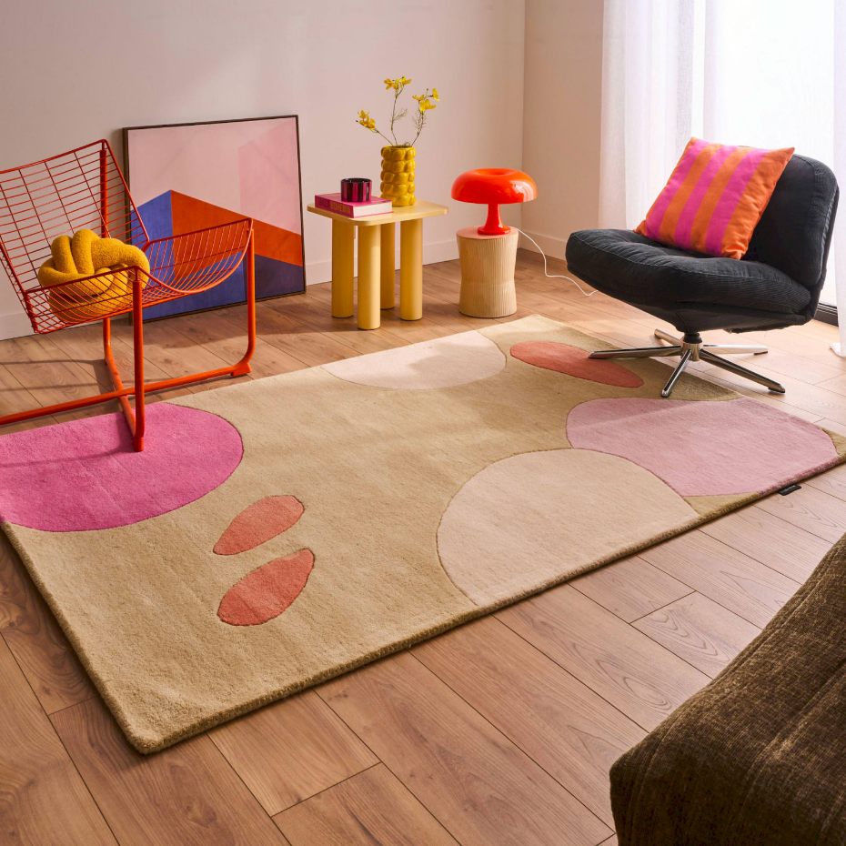 Tapis en laine et coton motif nuage Pantone