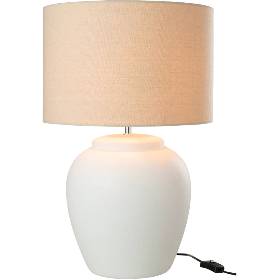 Lampe de salon en poterie avec abat-jour lin rond