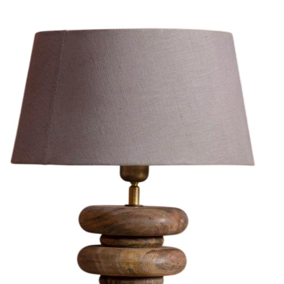 Lampe à poser en bois de mangue et abat-jour gris 34x34x53cm