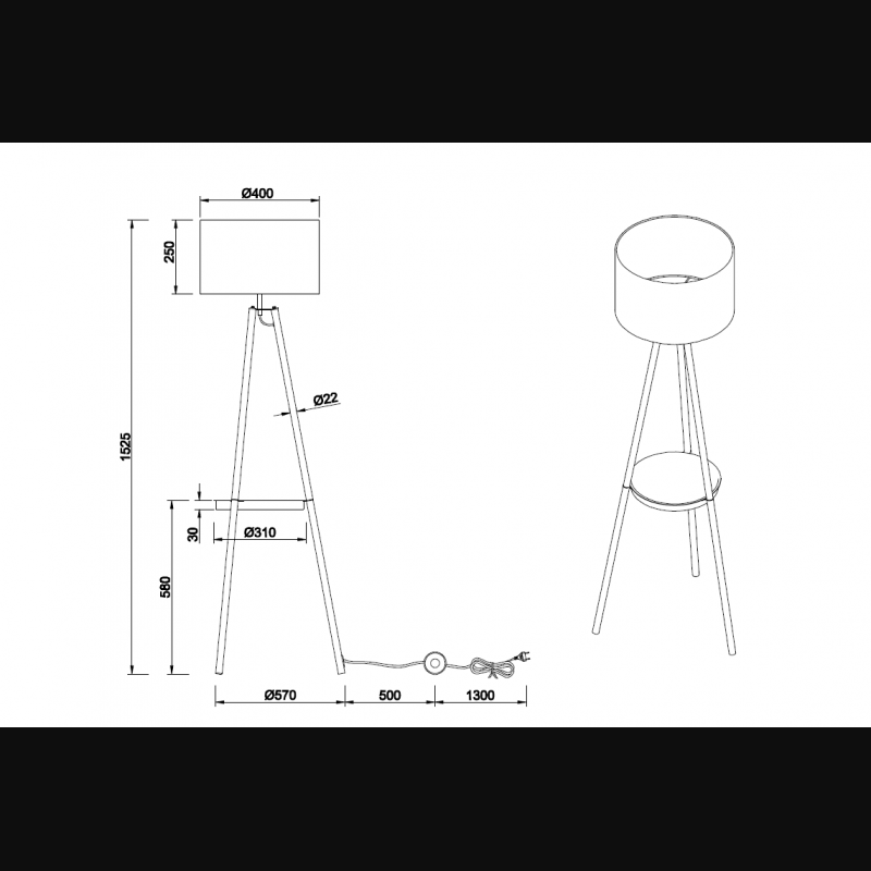 Lampadaire design en métal, COLETTE