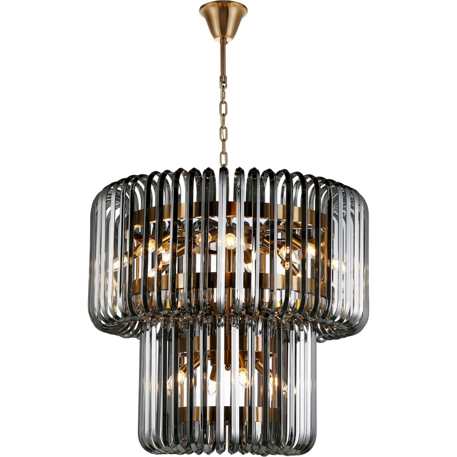 Lustre rond en verre et métal pour salon