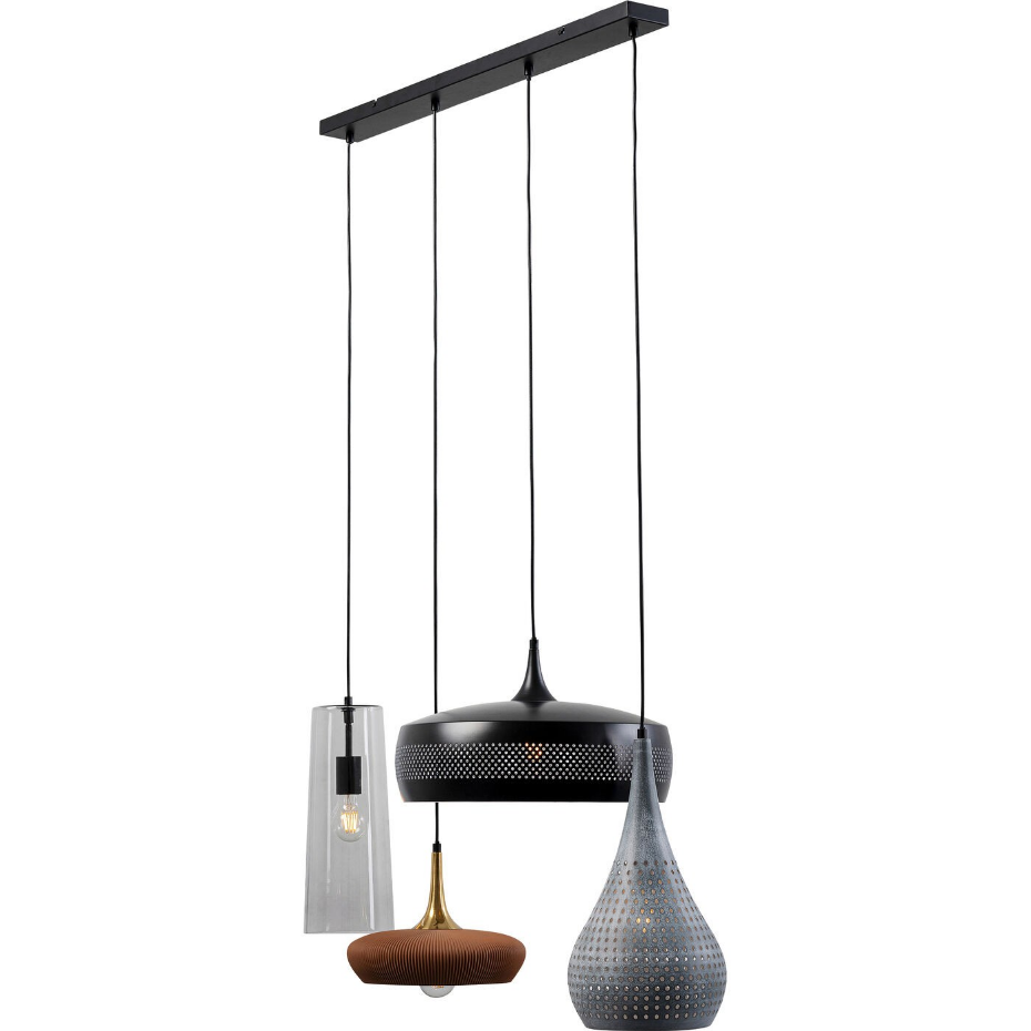 Suspension rectangulaire en acier et verre, MELANGE