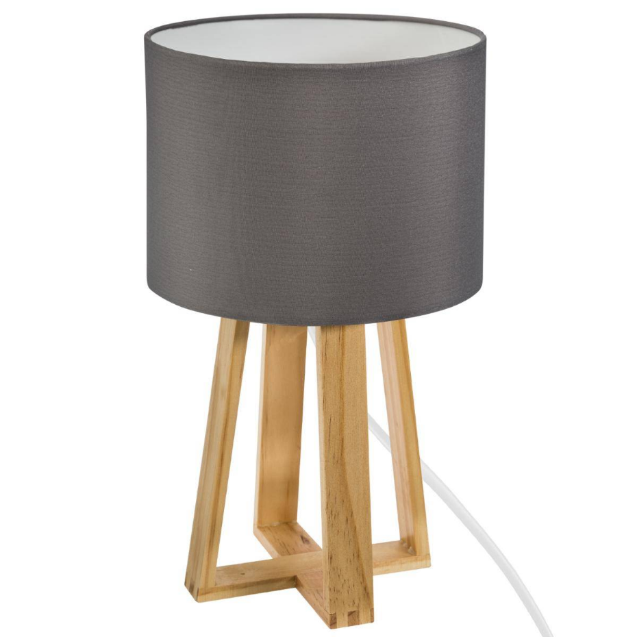 Lampe trépied bois de pin et coton MOLU