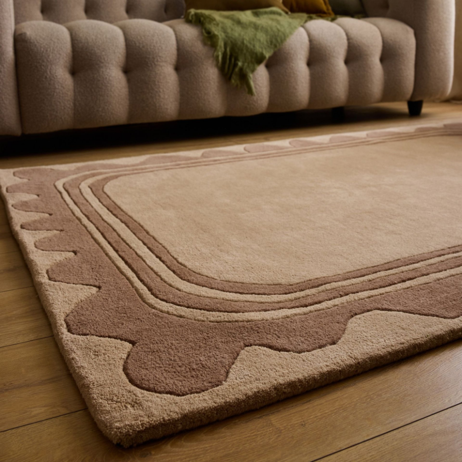 Tapis fait main en laine motif vintage CÈDRE BLANC