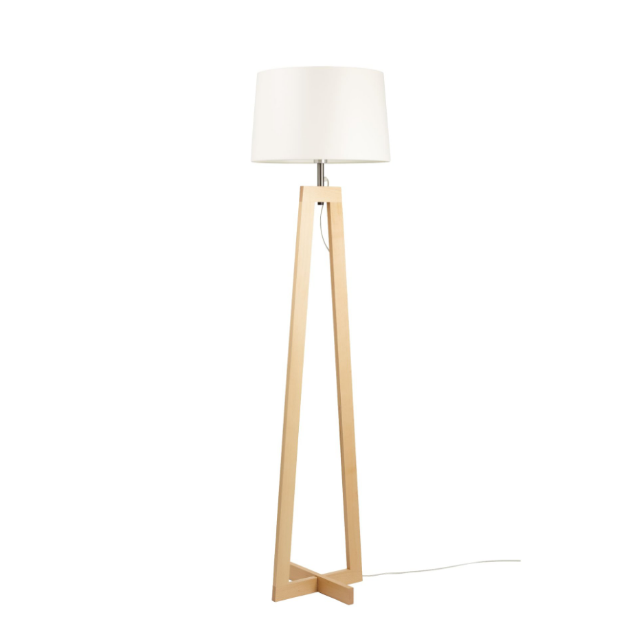 Lampadaire en bois hêtre naturel verni SACHA