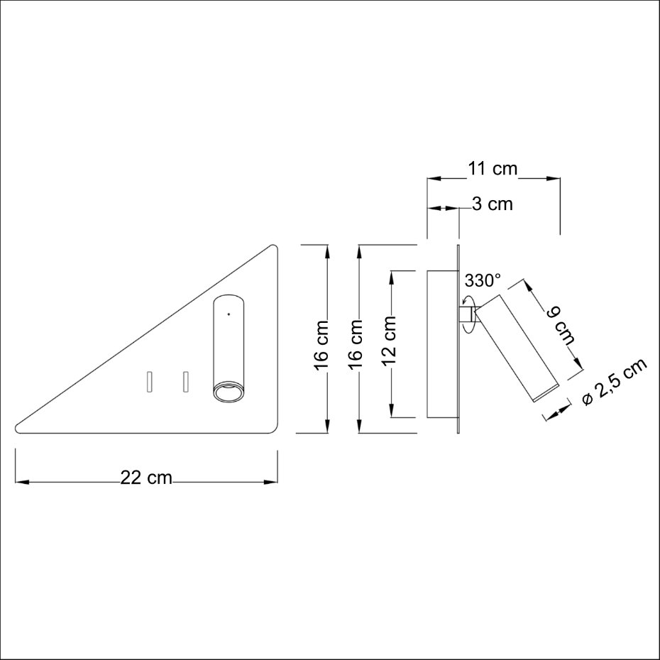 Applique triangle liseuse droite LED - ELARIS