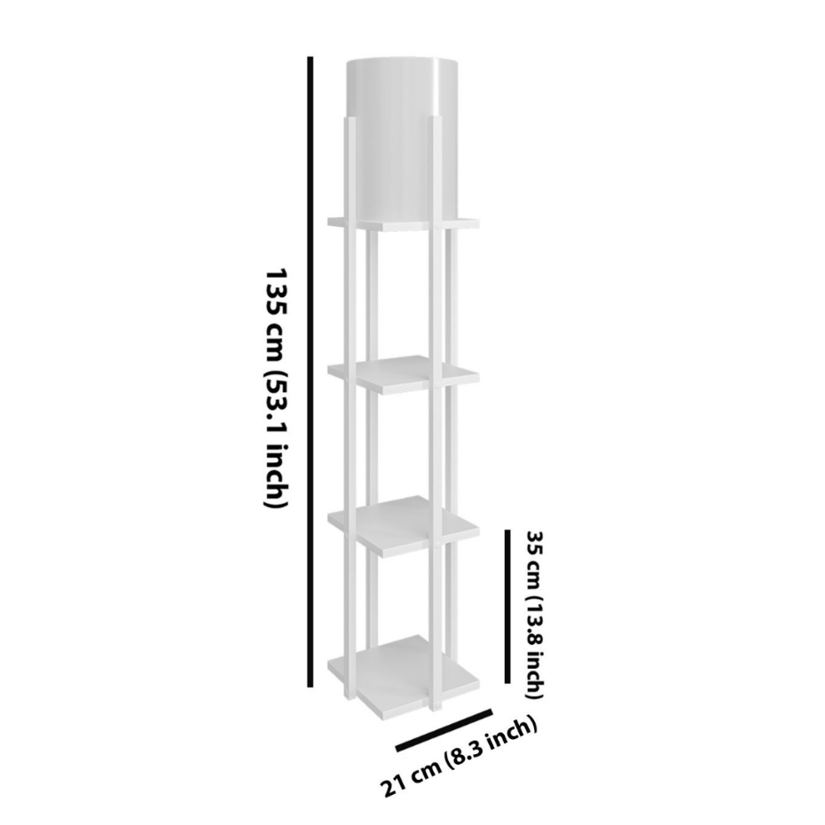 Lampe avec 3 étagères carrées H135 cm - NORA