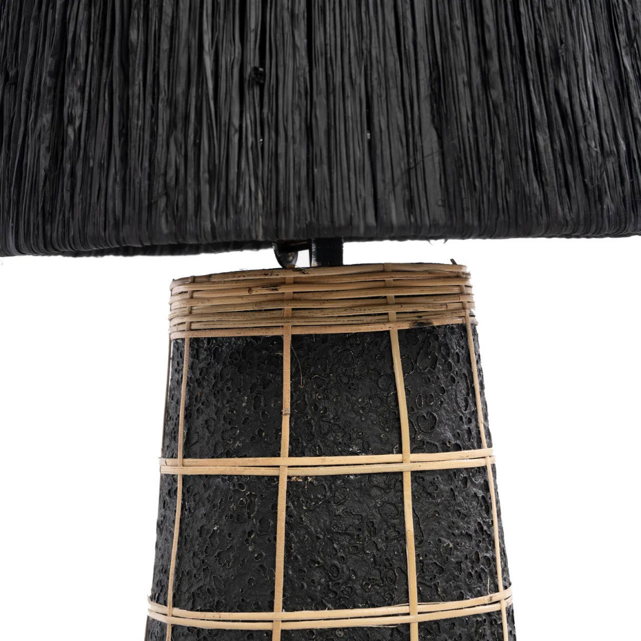 Lampe de table terre cuite herbe et rotin NAXOS