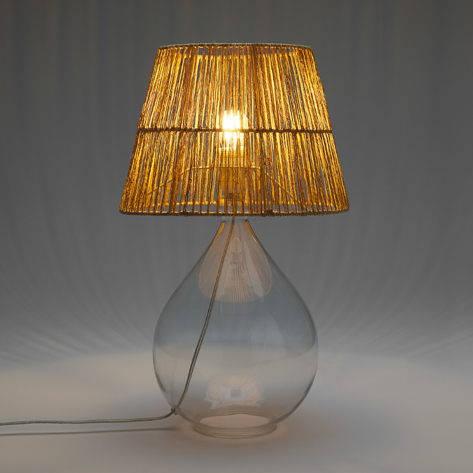 Lampe à poser verre et chanvre, Yaku