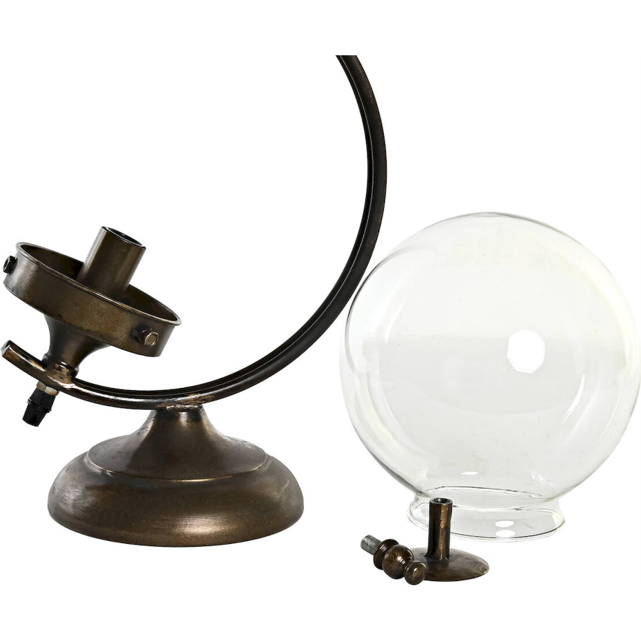 Lampe de table en métal et verre globe organique Vintage