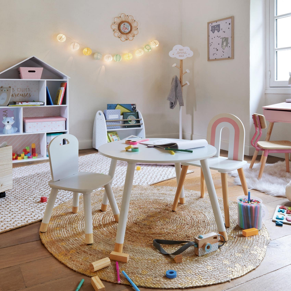 Lampe trépied enfant bois et tissu douceur