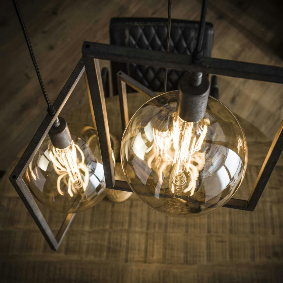 Suspension industrielle graphique 3 lampes cadre métal TRIBECA