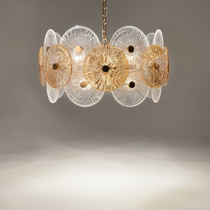 Suspension rétro en verre - forme soleil stylisé YUMA
