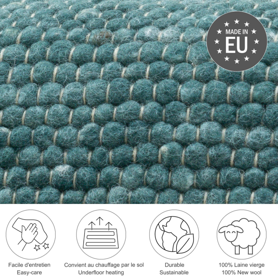 Tapis réversible en laine foulée tissé à la main aux couleurs vives - Alpen