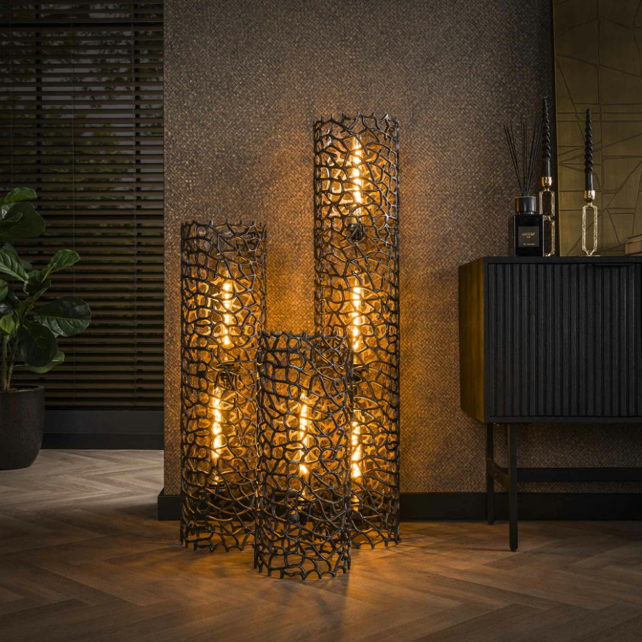Lampadaire décoratif en métal effet toile H 122 cm RALF