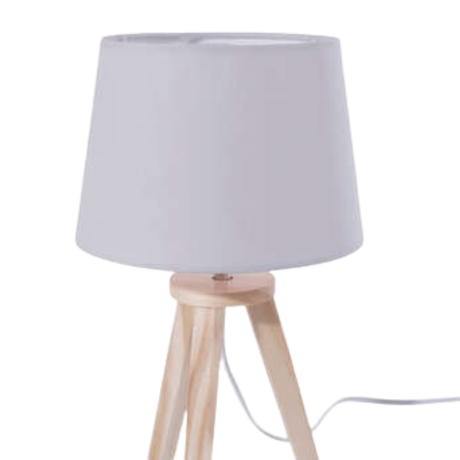 Lampe trépied enfant bois et tissu douceur