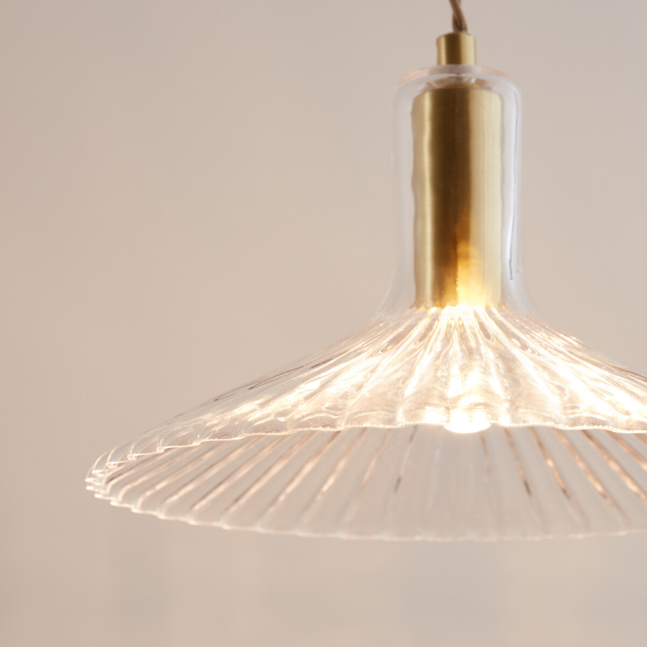 Suspension laiton et verre strié Ø24,5cm, Gramma