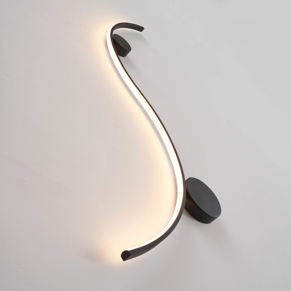 Applique LED noire vague - CURVA