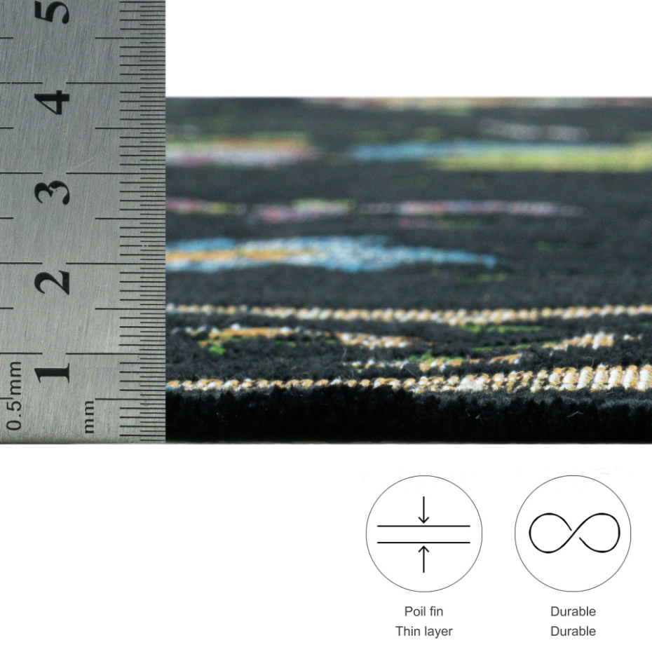 Tapis floral tissé à la machine avec bordure - Flomi