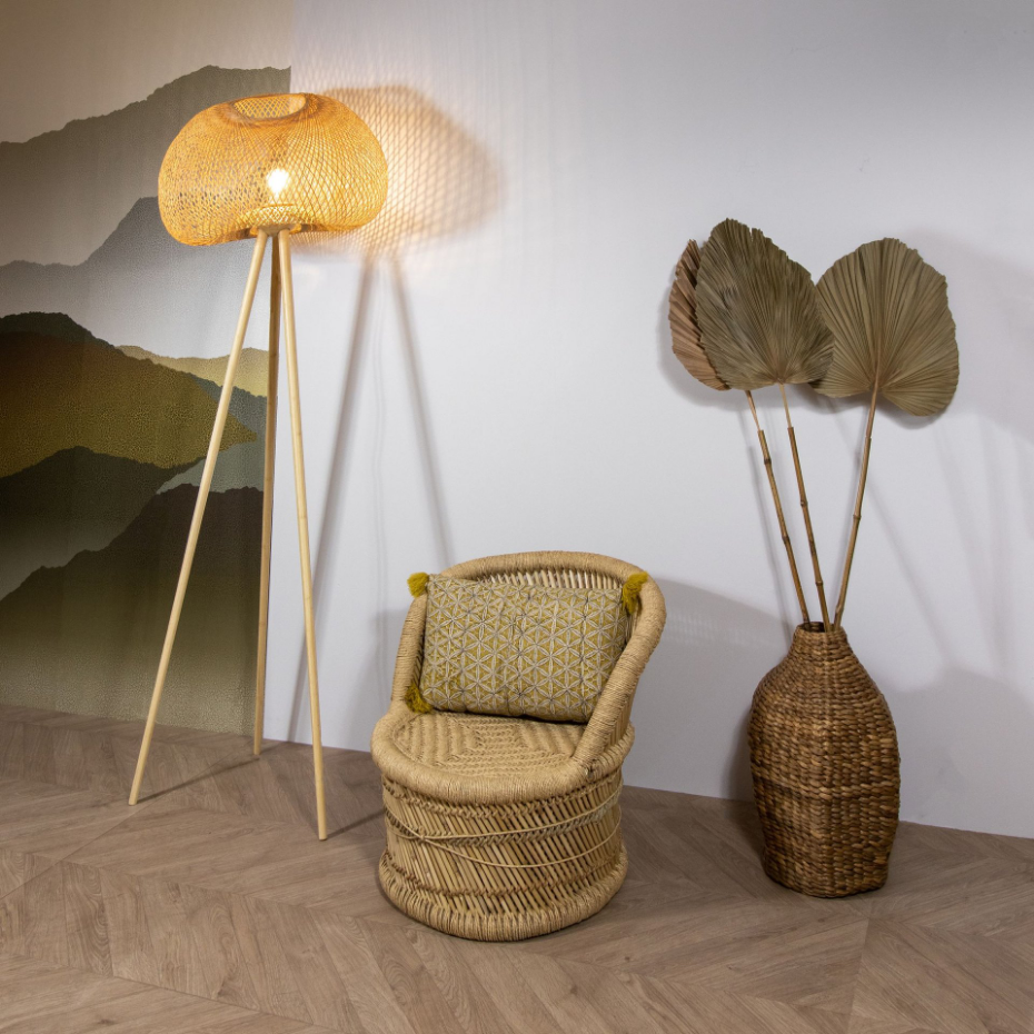 Lampadaire en bambou pieds en bois, LIPS