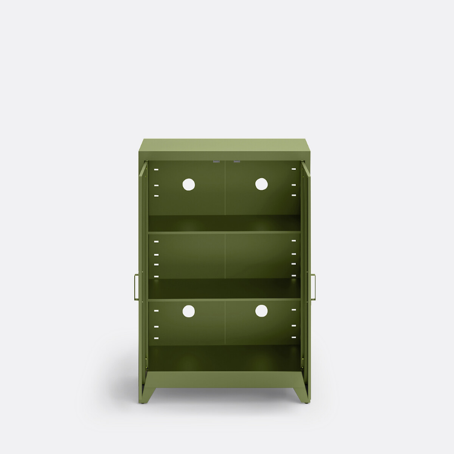 Armoire basse 2 portes en métal acier, Hiba
