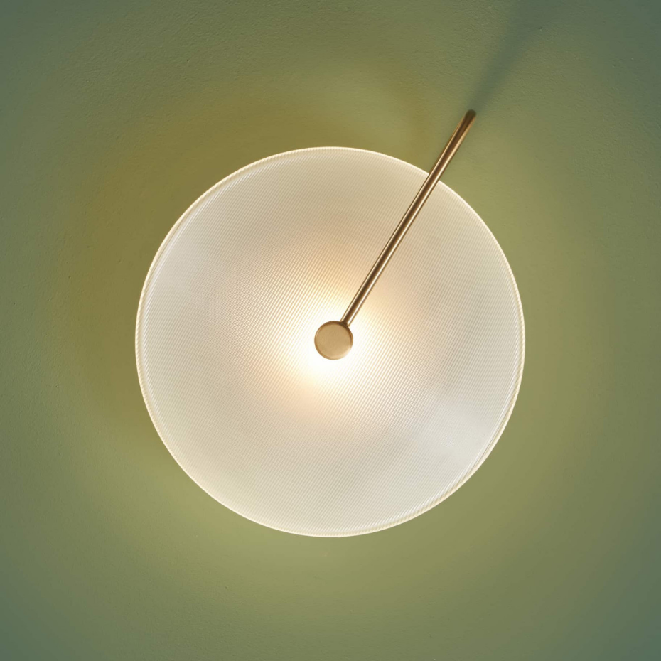 Applique verre strié disque doré - ESMÉE
