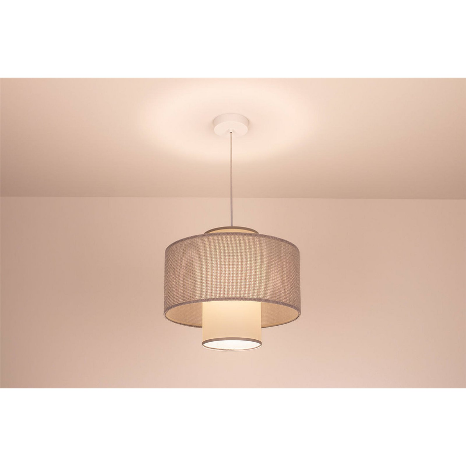 Suspension ronde en jute et lin Twin Light