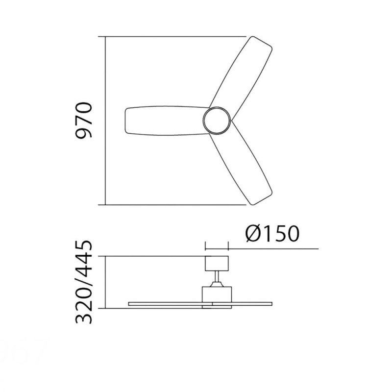 Ventilateur de plafond lumineux blanc et bois Santorini XS