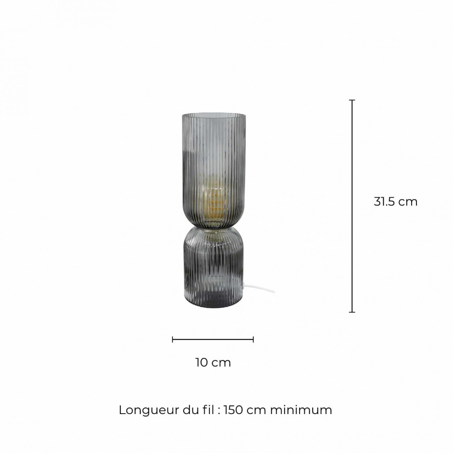 Lampe à poser en verre strié, CHARMY