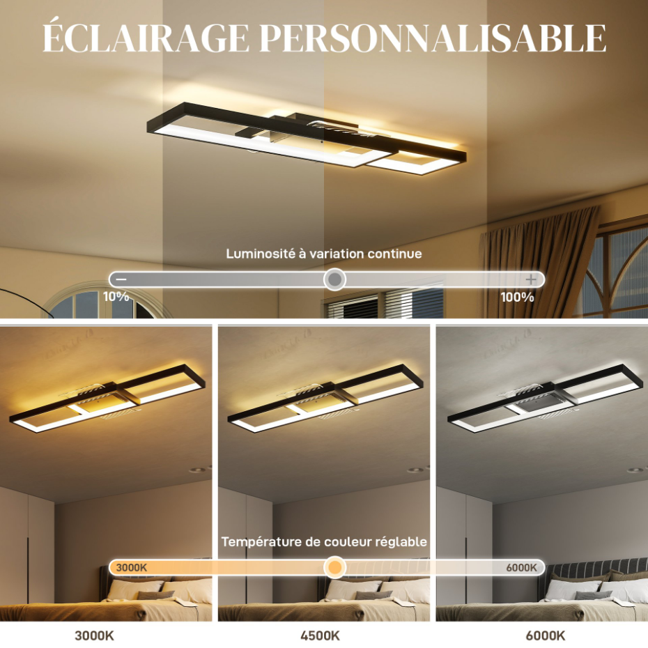 Plafonnier LED réglable avec télécommande - SUNZSHY