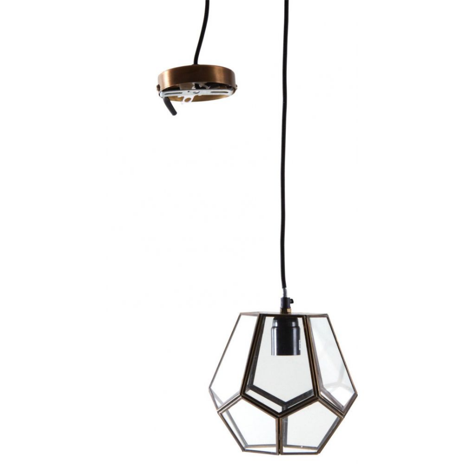 Lampe suspension laiton et verre