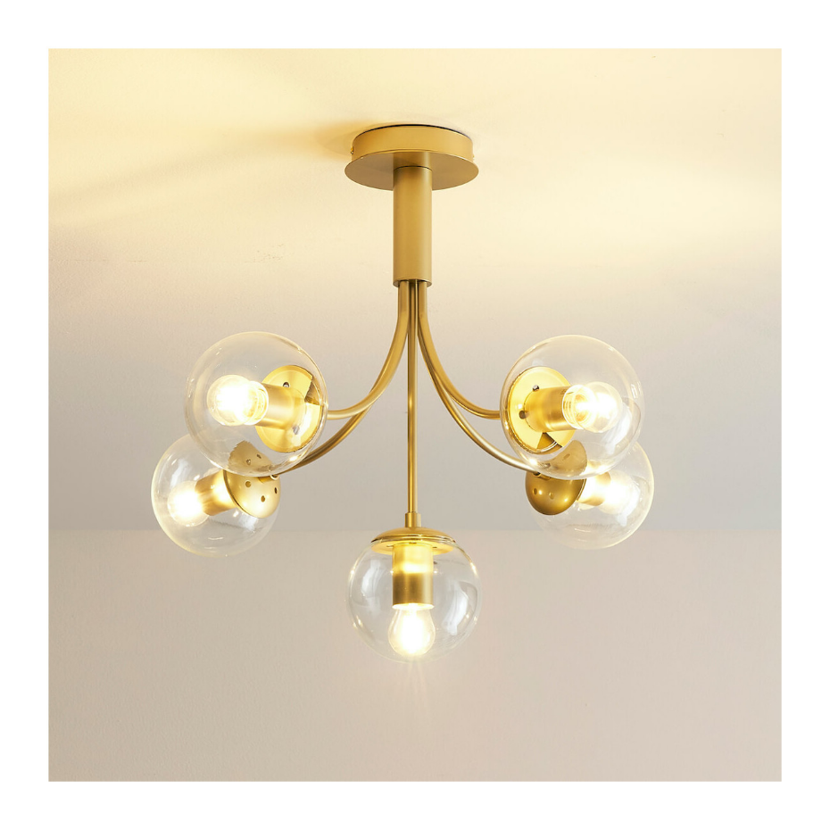 Plafonnier en Verre avec Structure Laiton - CIARA