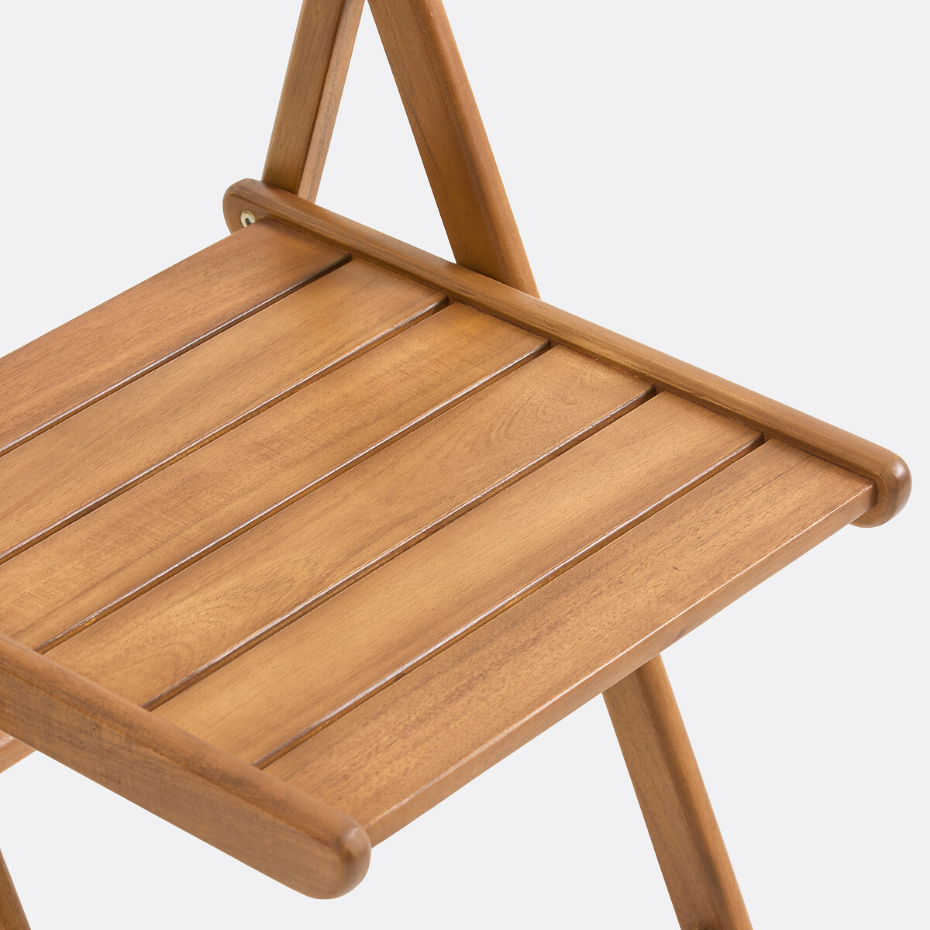 Lot de 2 chaises de jardin en acacia massif, pliantes, TIKAO