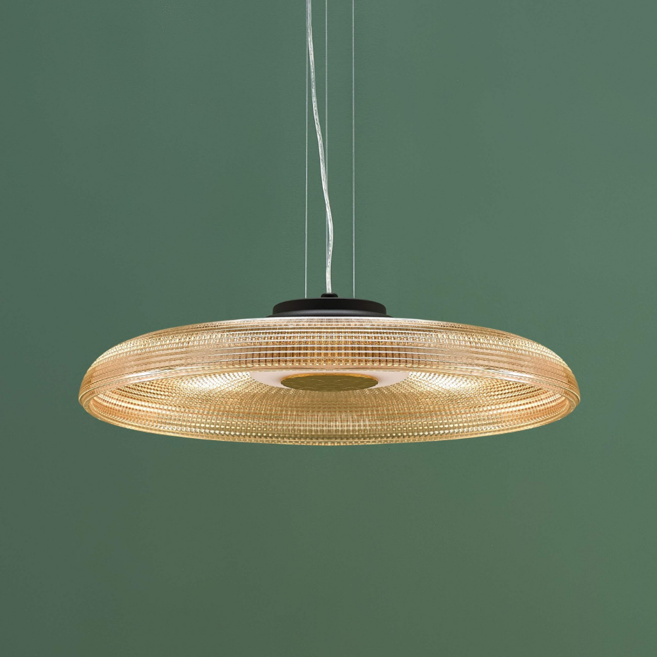 Plafonnier rond verre ambré - OSSARA