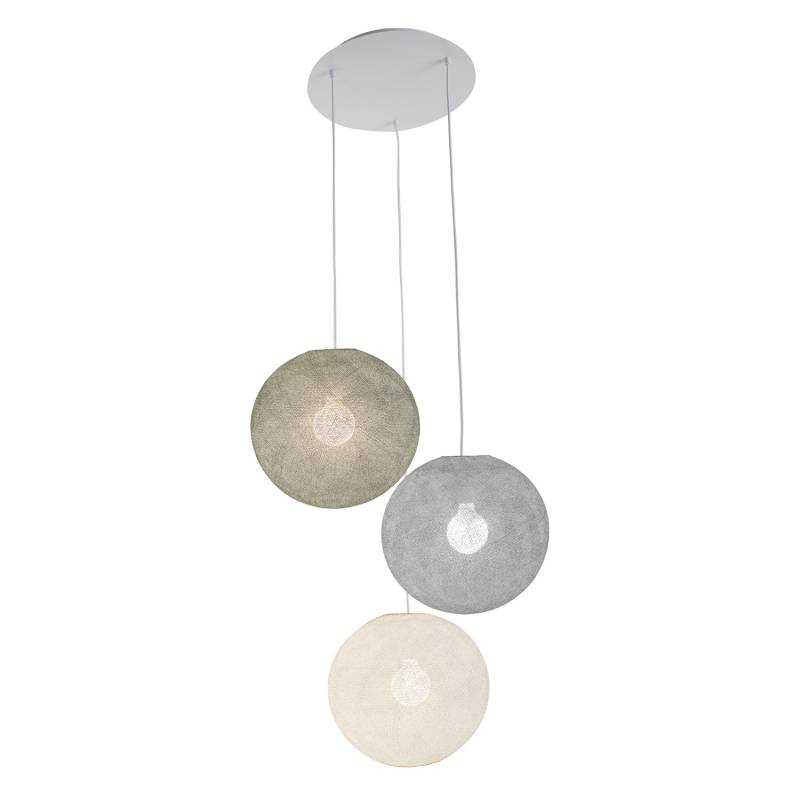 Plafonnier blanc 3 globes 31 vert de gris - gris perle - écru