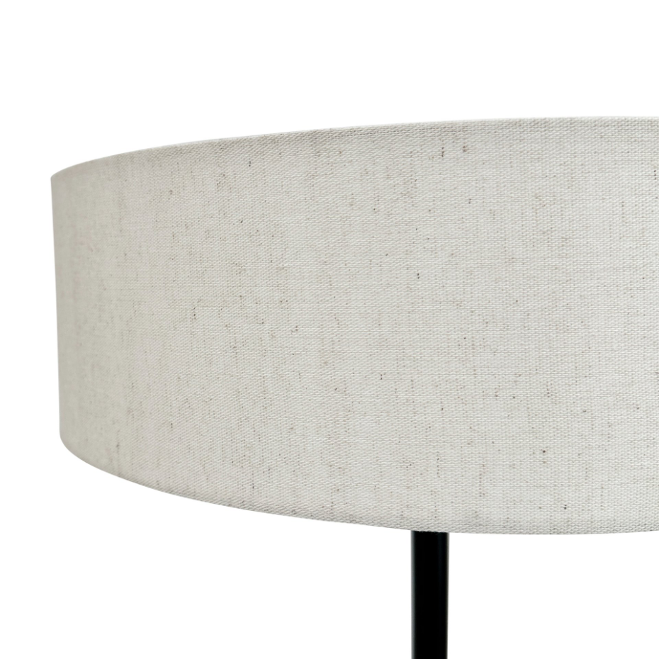 Lampadaire en métal et tissu Noir/Blanc Calix