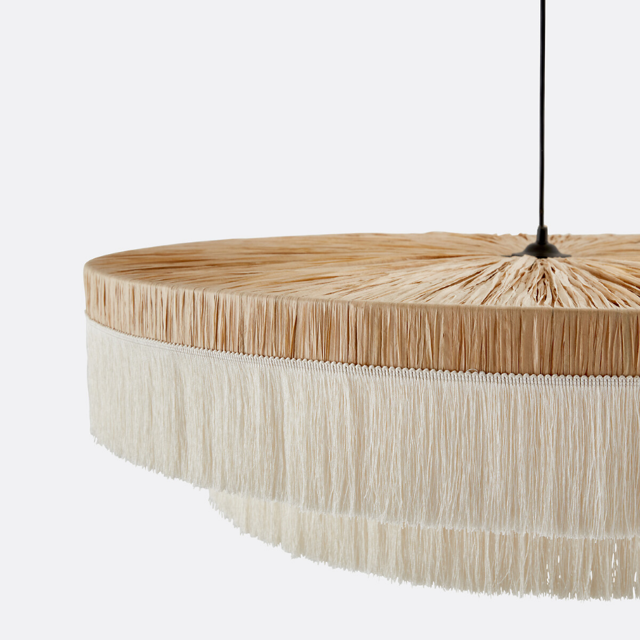 Suspension frangée en raphia Ø86 cm, Kavi