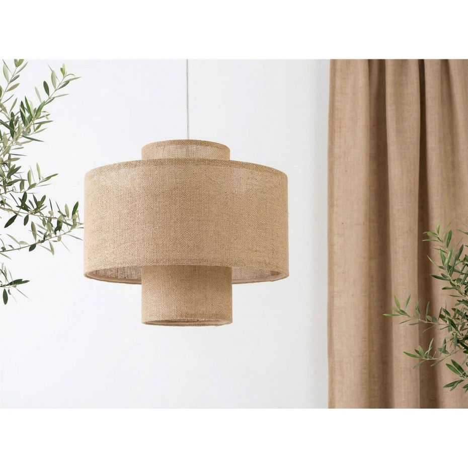 Suspension ronde en jute et lin Twin Light