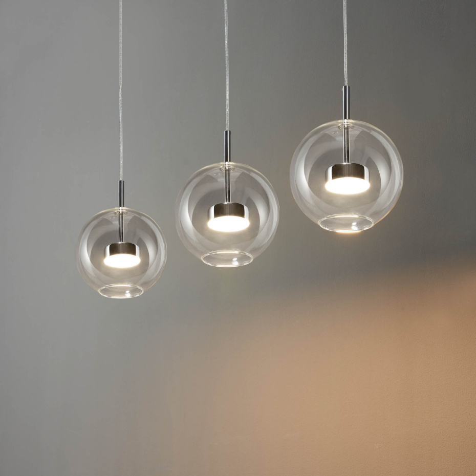 Suspension  chromée à trois verres - GICA