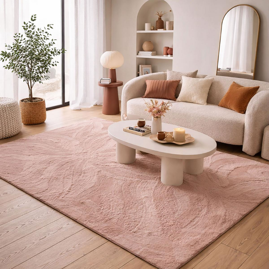 Tapis salon ultra doux, uni et lavable LYN50, aussi idéal pour la chambre