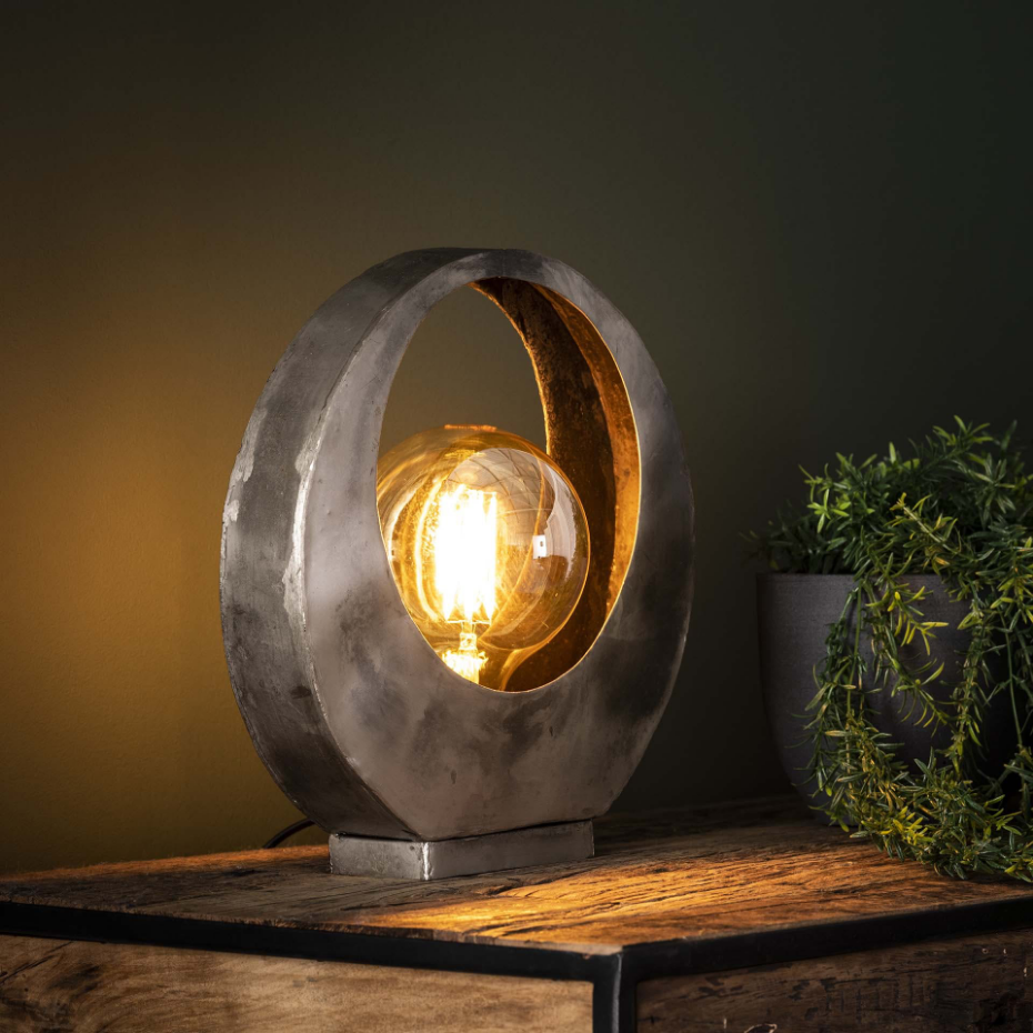 Lampe à poser forme lune en métal argenté TRIBECA