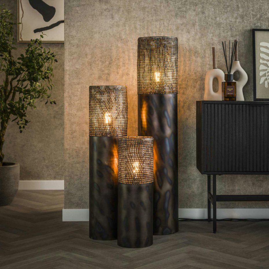 Lampadaire cylindrique ajouré 60 cm RALF