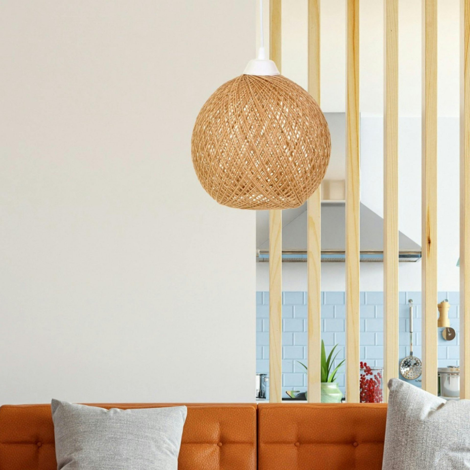 Suspension boule en jute - style bohème