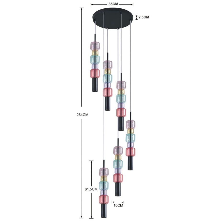 Suspension en verre et acier, CANDY BAR