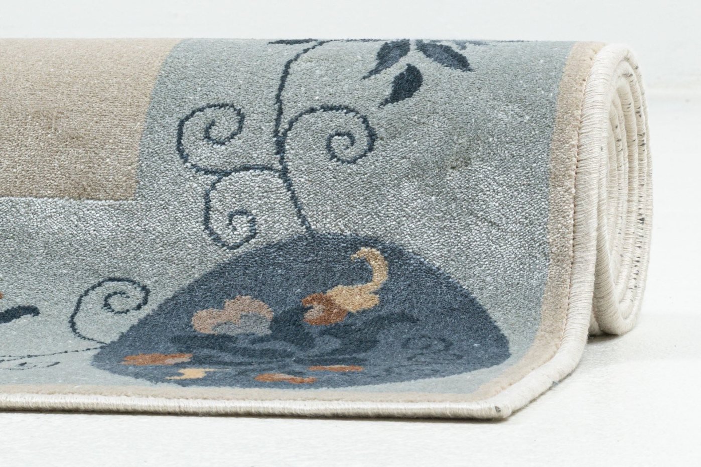 Tapis tissé avec bordure et motif floral avec effet brillant - Cherina