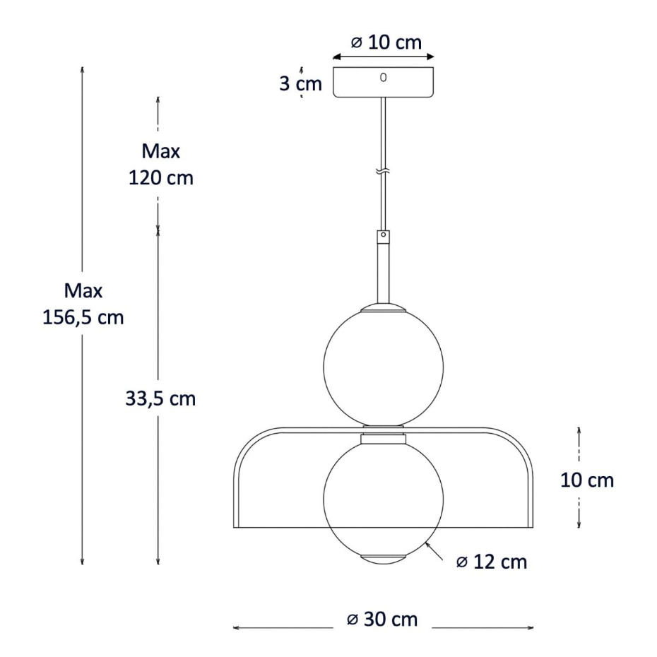 Suspension en verre finition laiton - SANTO